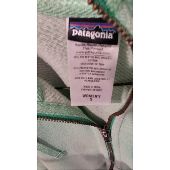 💚🥑 Patagonia Women’s Zip-Up Hoodie | Mint Green | Size Small | Thumb Holes 🥑💚 - Picture 9 of 11